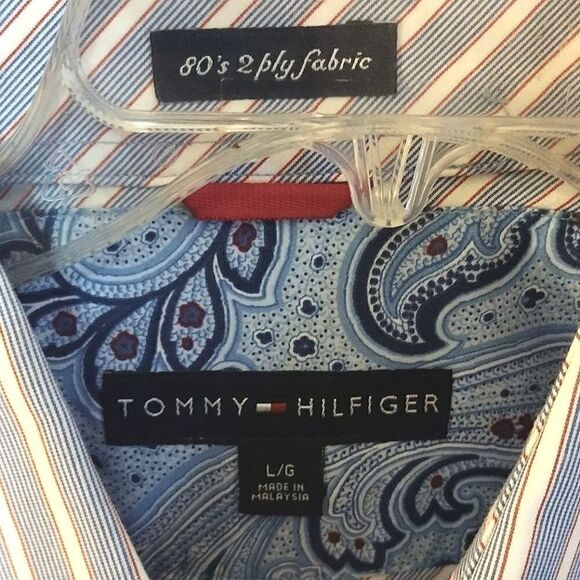 Set of Four Tommy Hilfiger Men's Size Large 100% Cotton Button Up Shirts - Picture 7 of 12